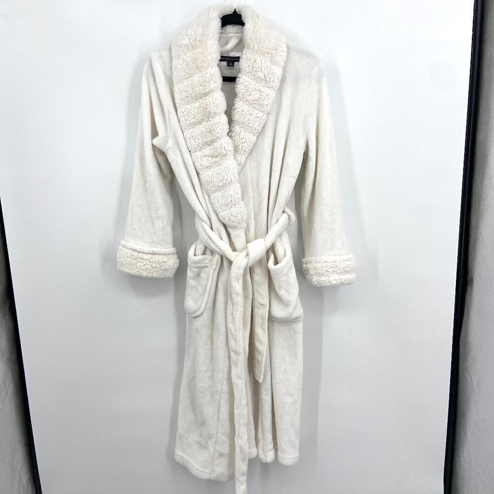 SAKS FIFTH AVENUE White Super Soft Cozy Wrap Robe Size Small